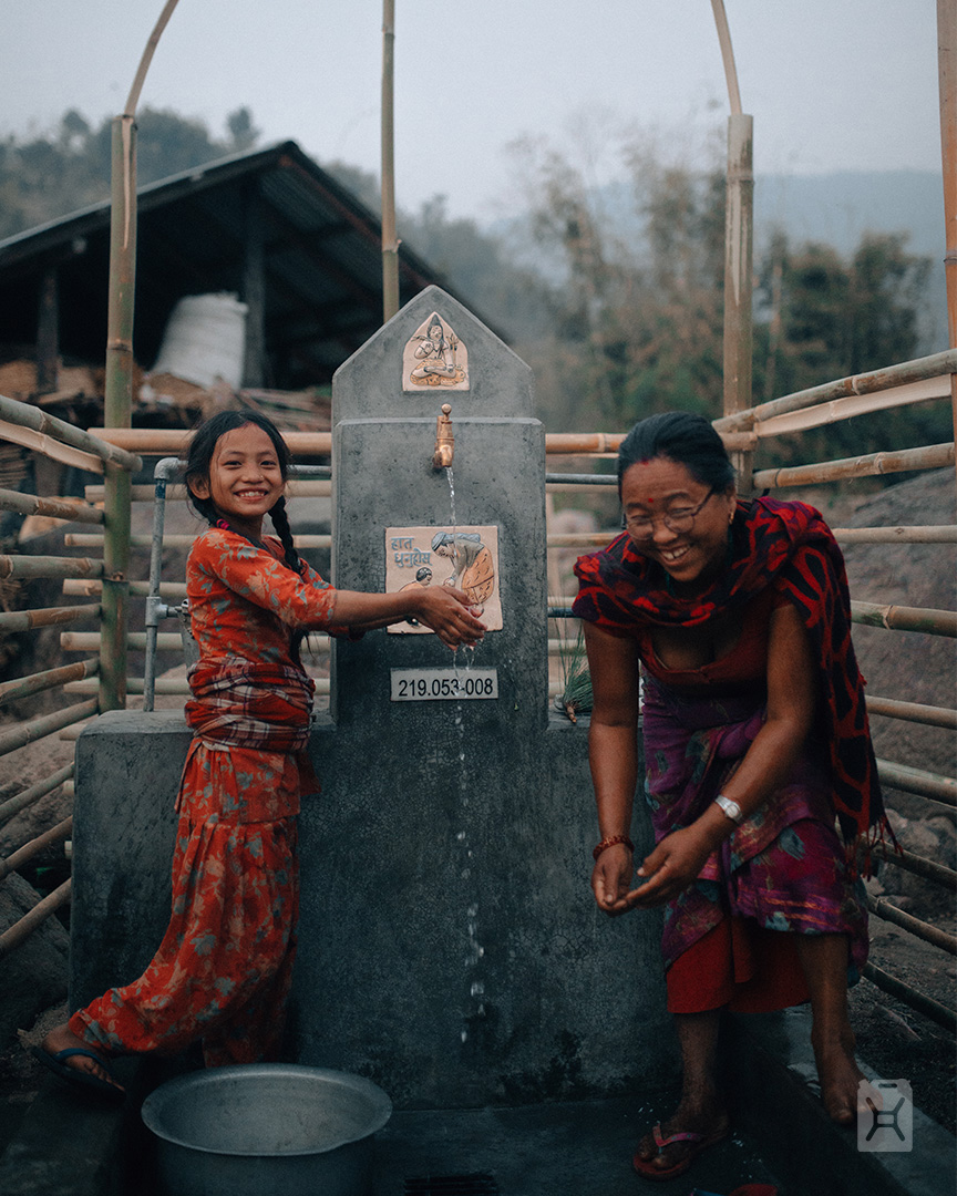 A community collecting clean water